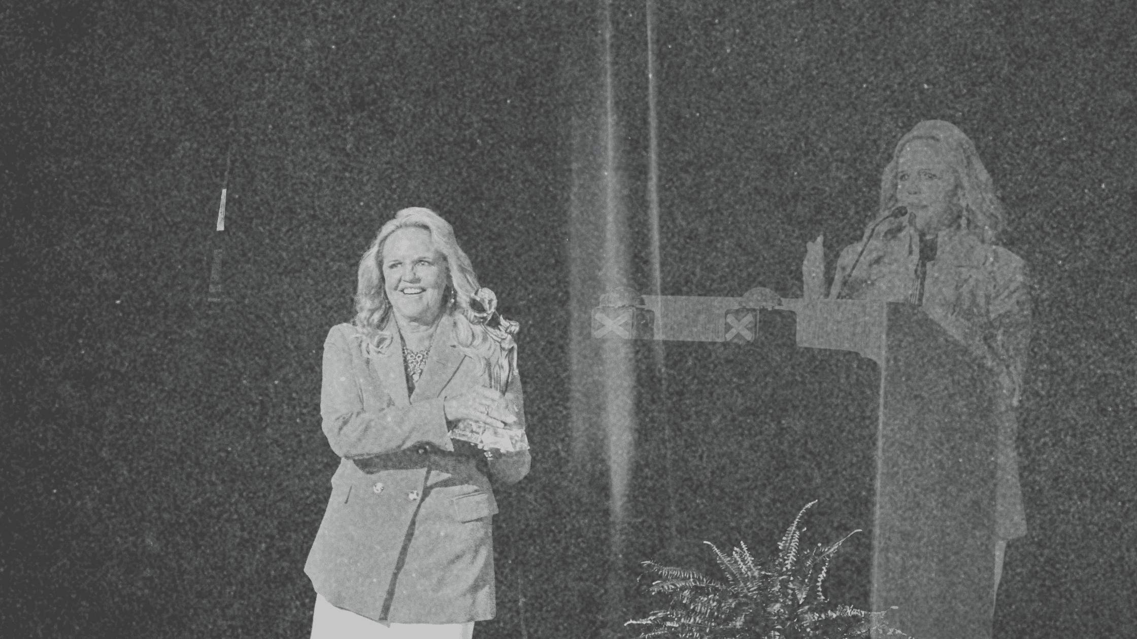 Michelle Manire celebrating their recognition as WBEC-West Supplier of the Year, showcasing excellence in supplier diversity and event planning.