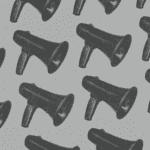 digital layout of megaphones symbolizing AI in event marketing, representing how artificial intelligence enhances audience engagement and event promotion.